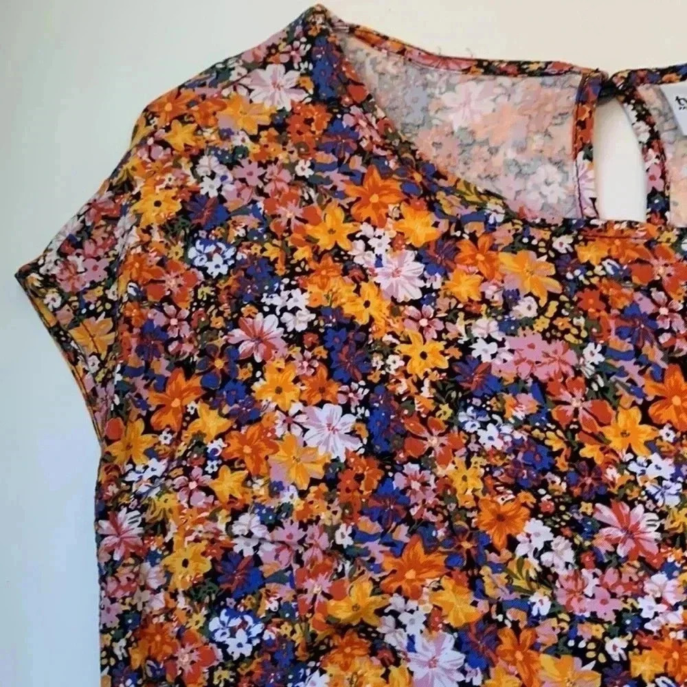 TWIK colourful summer dress, lined skirt, cap sleeves,  elasticized waist